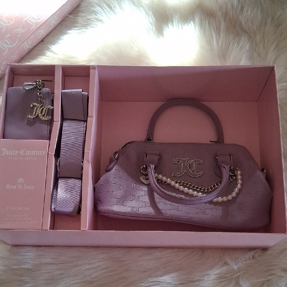 Juicy Couture Lavender Satchel with Pearl Chain